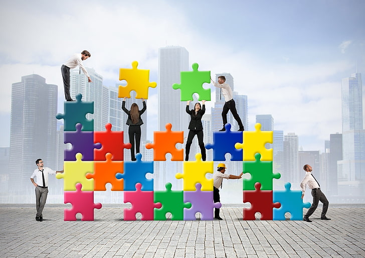 jigsaw puzzle wallpaper, people, puzzles, structure, business