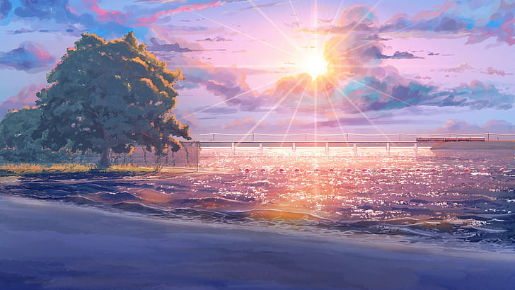 sun rays, beach, visual novel, ArseniXC, clouds, Everlasting Summer, HD wallpaper