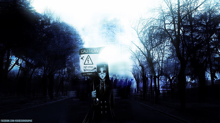 man holding caution signage wallpaper, zombies, high voltage, HD wallpaper