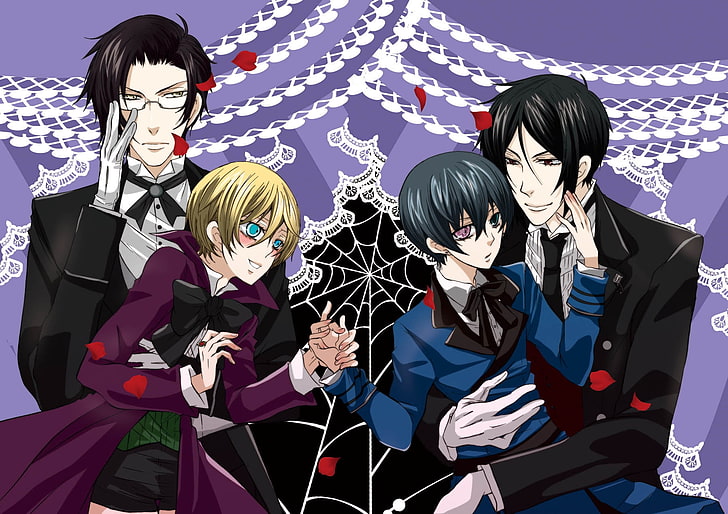 Black Butler wallpaper, kuroshitsuji, guys, hugging, cobwebs