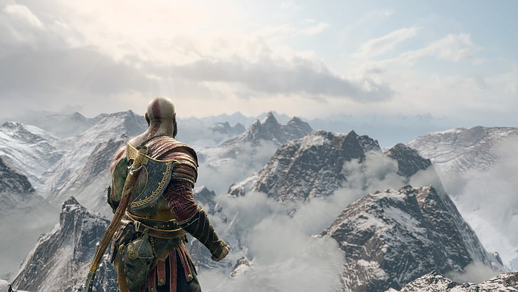 God of War (2018), Kratos, Atreus, mountain, cloud - sky, scenics - nature, HD wallpaper