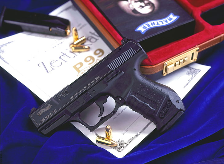 walther p99 pistol, gun, handgun, weapon, crime, communication, HD wallpaper