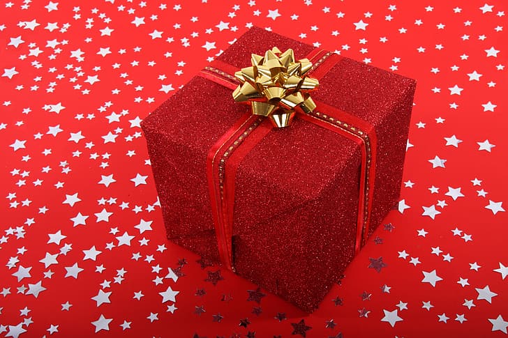 holiday, box, New Year, tape, Happy New Year, stars, Merry Christmas