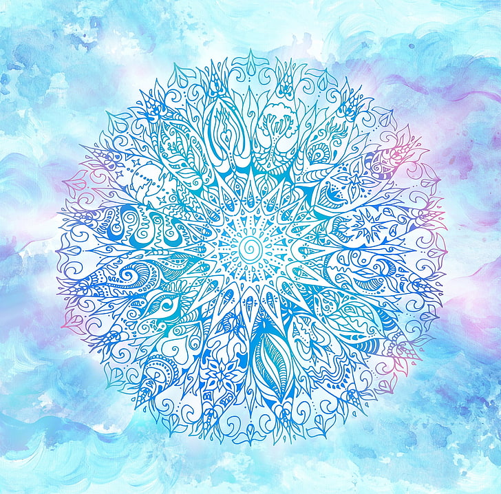 Mandala Anelie, blue and purple mandala, Artistic, Drawings, blue jay, HD wallpaper