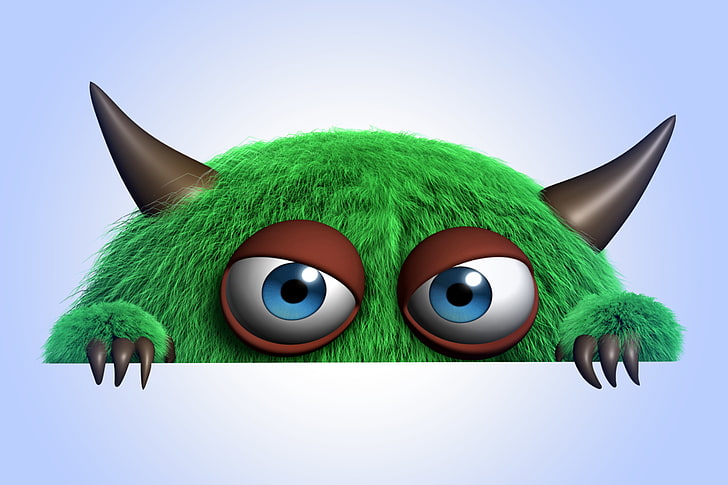 HD wallpaper: green monster 3D illustration, cartoon, character, funny,  cute | Wallpaper Flare