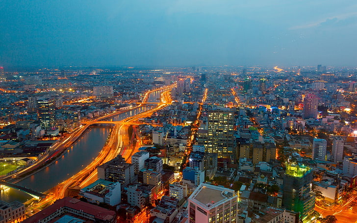 Cities, Ho Chi Minh City, Saigon River, Time-Lapse, Vietnam, HD wallpaper