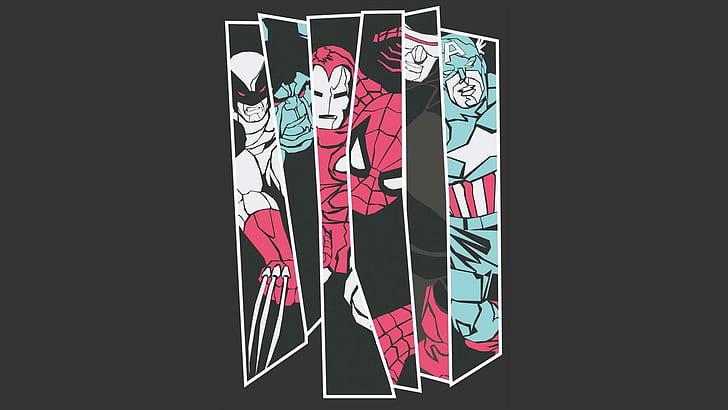 Marvel superheroes, marvel characters painting, comics, 1920x1080, HD wallpaper