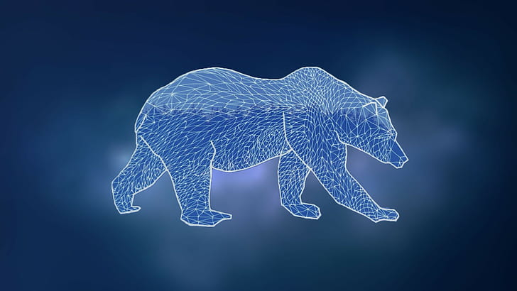 bears, blurred, blue, grid, Digital Art, animel, HD wallpaper