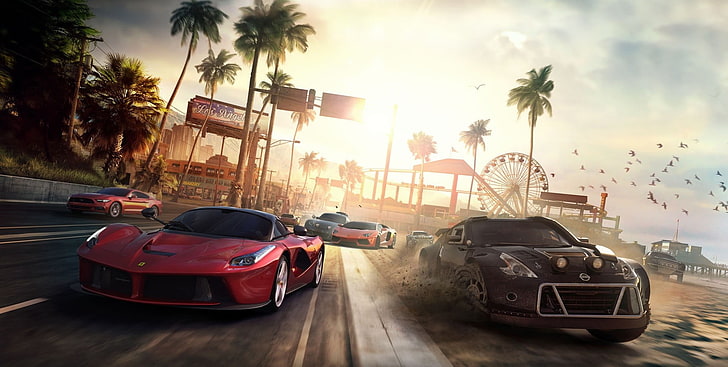 two black and red coupe, The Crew, video games, Ubisoft, car, HD wallpaper