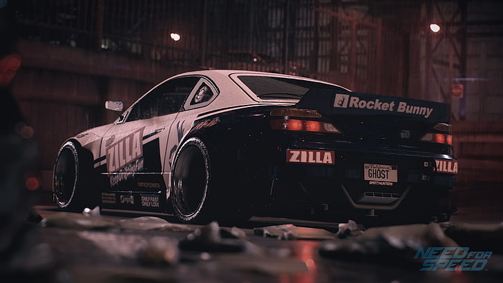 black and white Rocket Bunny Nissan Silvia S15 coupe, tuning HD wallpaper