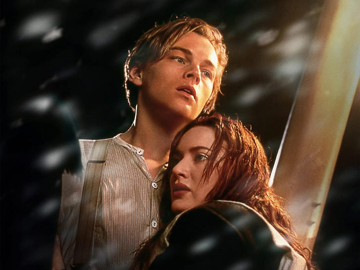 Leonardo DiCaprio and Kate Winslet in Titanic, titanic movie poster, HD wallpaper