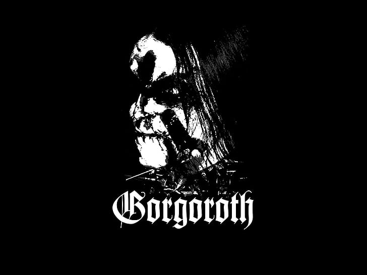 black metal, Gorgoroth, typography, black background, music