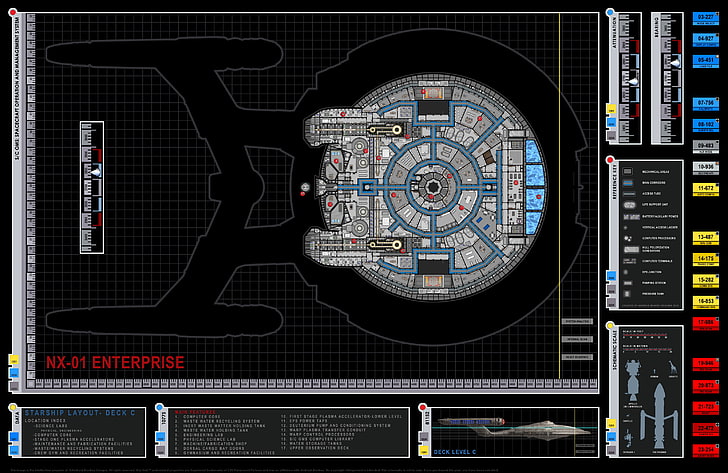 blueprint, deck, drawing, eneterprise, project, starship, HD wallpaper