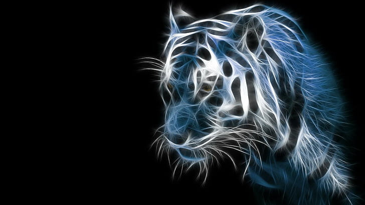 HD wallpaper: neon, tiger, black, blue, animals | Wallpaper Flare
