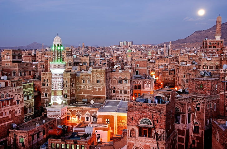 Cities, Sana'a, Arabia, Minaret, Yemen, architecture, building exterior