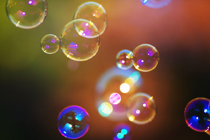 assorted-color bubbles, abstraction, shiny, red, soap Sud, backgrounds, HD wallpaper