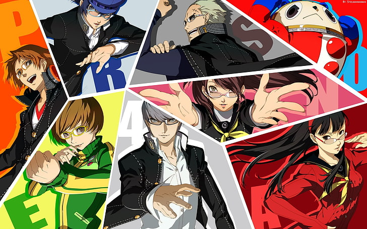 Persona 4 wallpaper, Persona series, manga, Satonaka Chie, Hanamura Yosuke