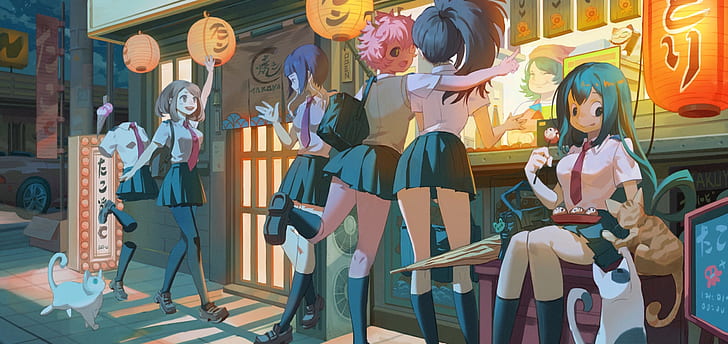 Anime, My Hero Academia, Kyōka Jirō, Mina Ashido, Momo Yaoyorozu, HD wallpaper