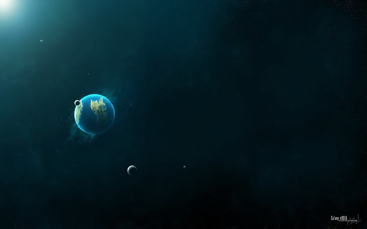 blue and green earth wallpaper, space, planet, artwork, nature