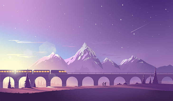 HD wallpaper: train, mountains, illustration, minimalism, minimalist, hd |  Wallpaper Flare