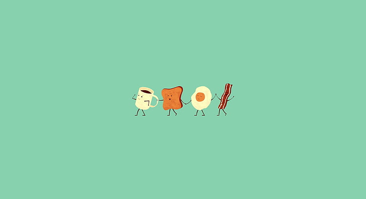 HD wallpaper: illustration of bread, egg, bacon, and mug, coffee, Food ...