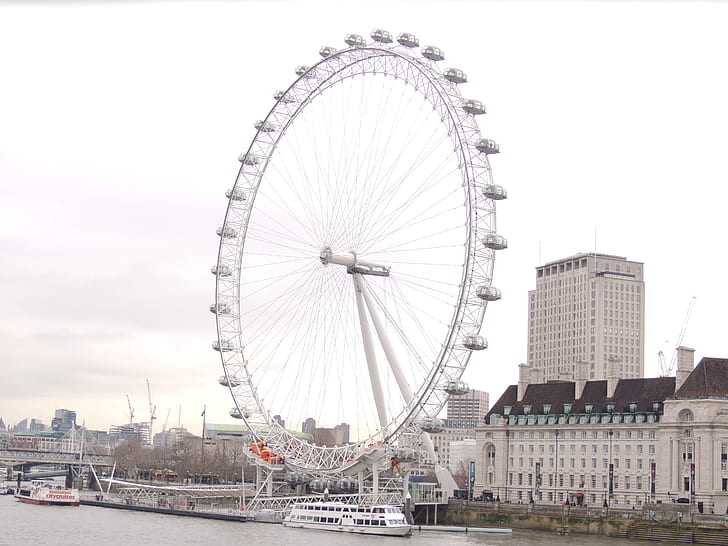 London Eye, architecture, ferris wheel, sky, built structure, HD wallpaper