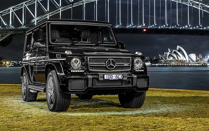 black Mercedes-Benz SUV, amg, g-class, w463, car, transportation, HD wallpaper