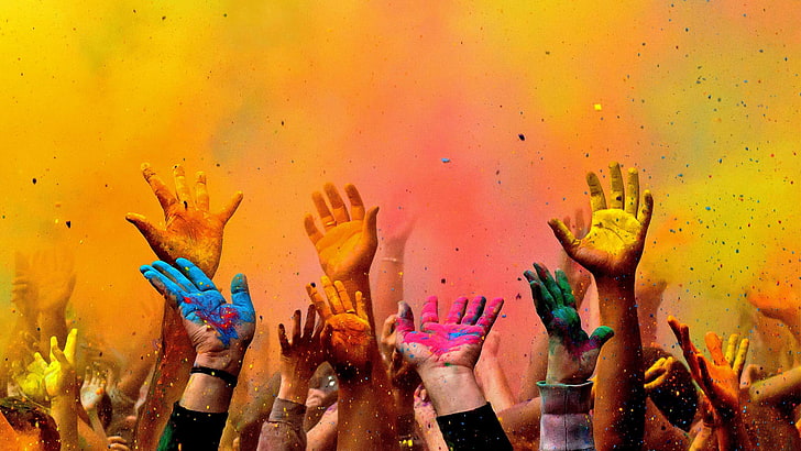 person's hands, paint, spring, Washington, USA, festival, DC, HD wallpaper