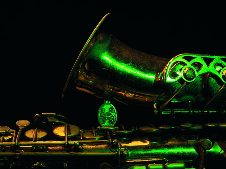 Saxophone HD, gold trumpet, music, HD wallpaper