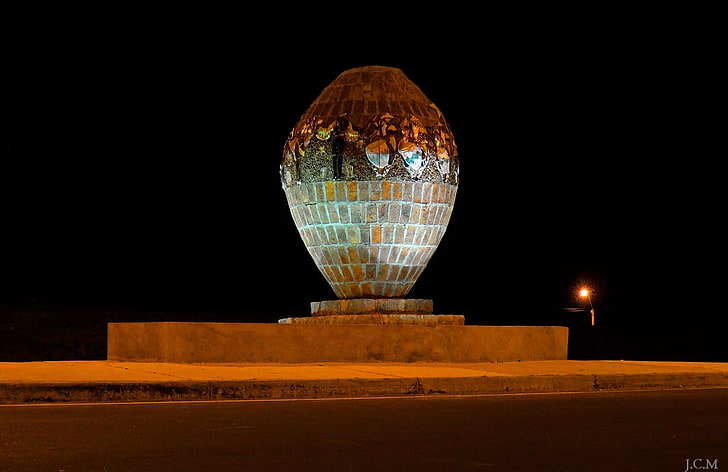 Uruguay, night, illuminated, architecture, sphere, no people, HD wallpaper
