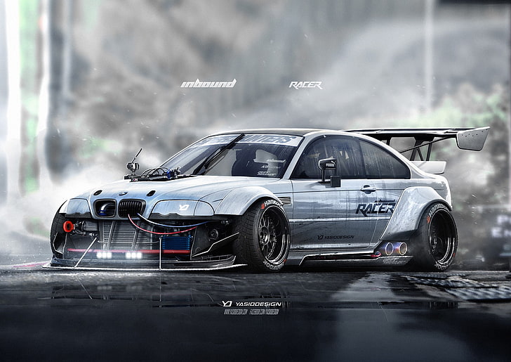 car, YASIDDESIGN, render, artwork, BMW, BMW M3 E46, BMW E46, HD wallpaper