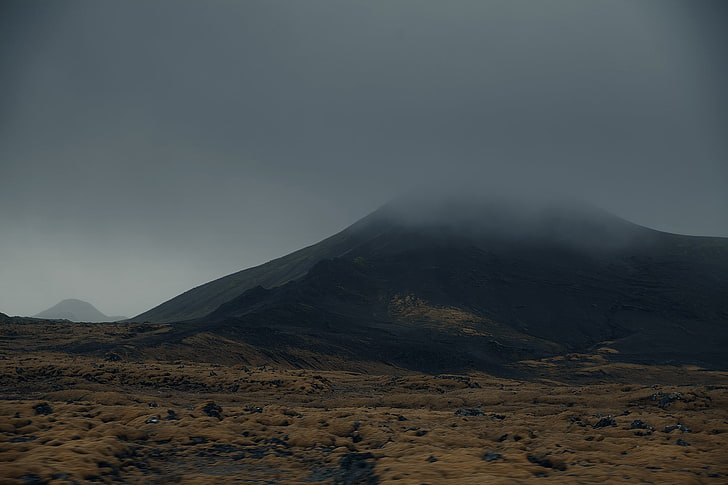 black montain, mist, mountain, sky, scenics - nature, tranquil scene, HD wallpaper