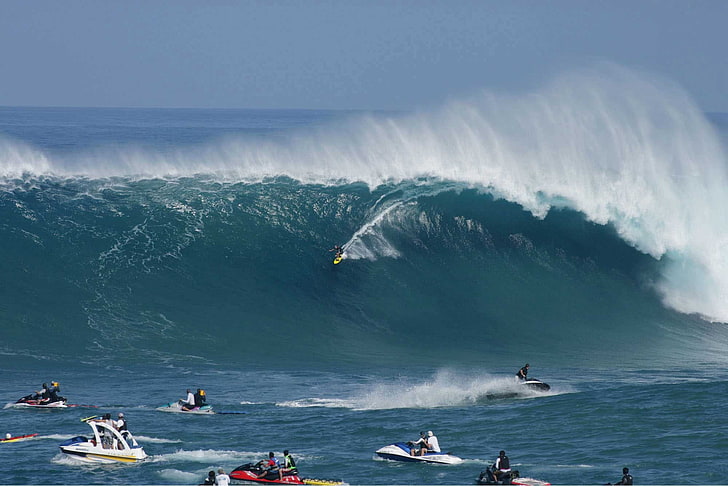 waves, sea, surfing, surfers, water, group of people, sport, HD wallpaper