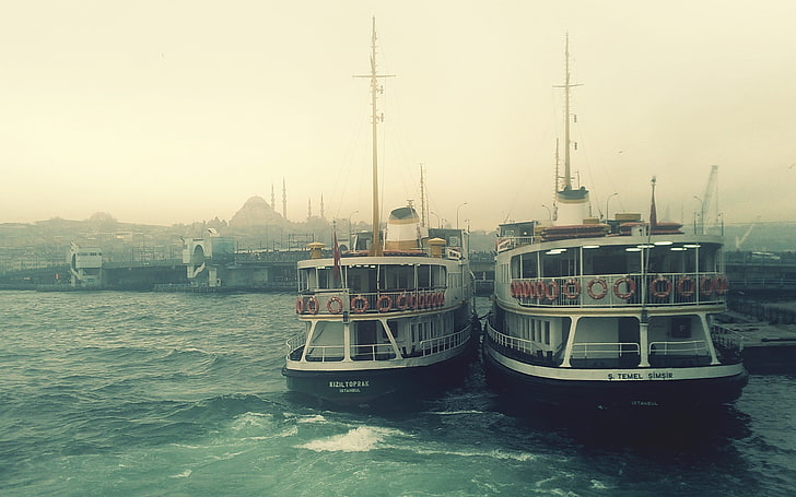 Istanbul, Turkey, sea, water, cityscape, vehicle, nautical vessel, HD wallpaper