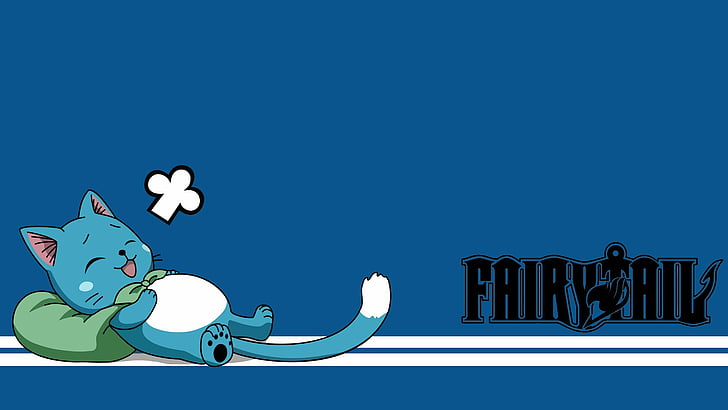 Anime, Fairy Tail, Happy (Fairy Tail), blue, sky, moon, copy space, HD wallpaper