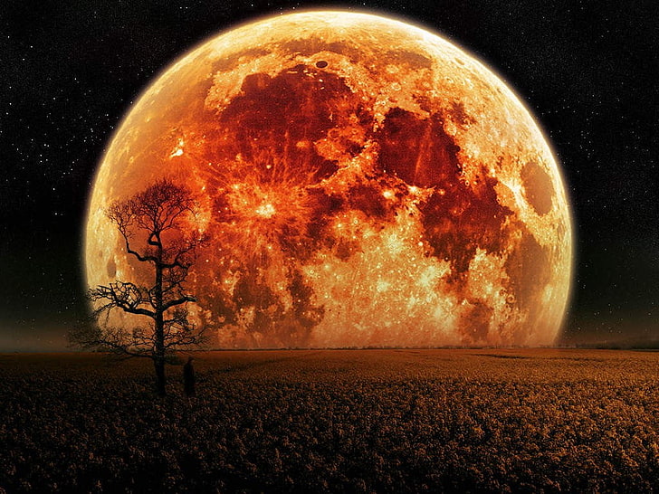 total lunar eclipse near field digital artwork, Moon, fantasy art