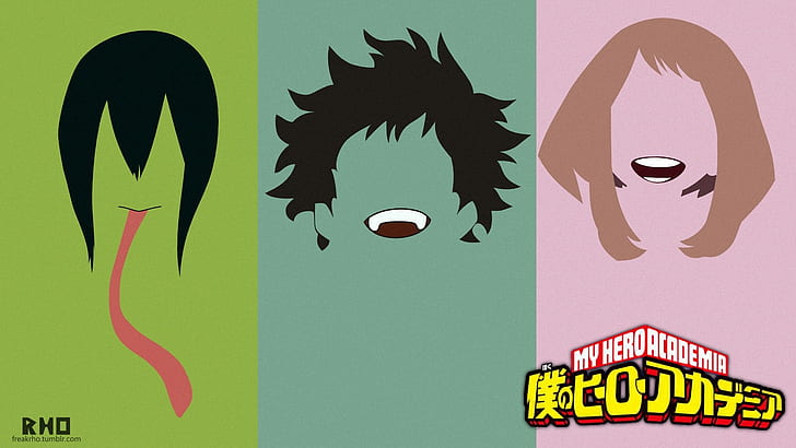 Boku no Hero Academia, Tsuyu Asui, Midoriya Izuku, Uraraka Ochako, HD wallpaper