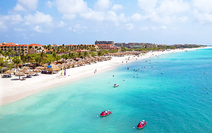 Eagle Beach Aruba Caribbean Sea Beach With White Sands And Turquoise Waters View From The Air 2048×1280, HD wallpaper
