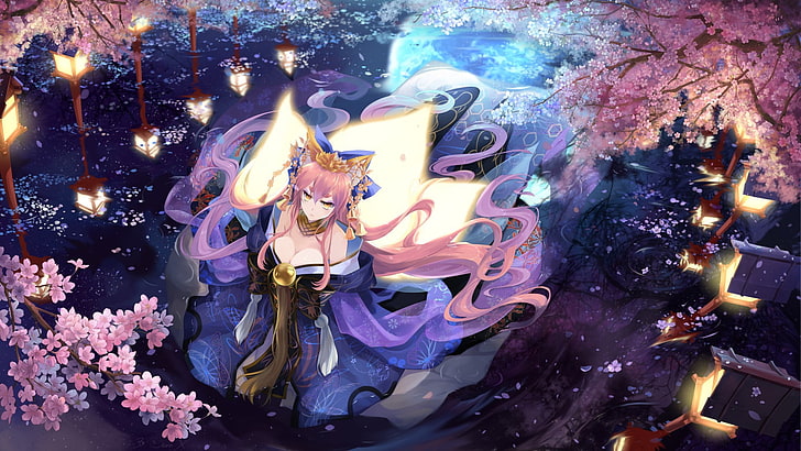 female fox anime character wallpaper, Caster (Fate/Extra), Fate Series, HD wallpaper