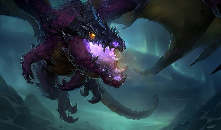 purple and black dragon illustration, Warcraft, video games, World of Warcraft