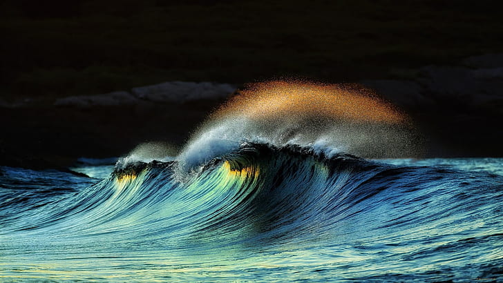 Sea, water splash, waves, storms, sea wave painting, HD wallpaper