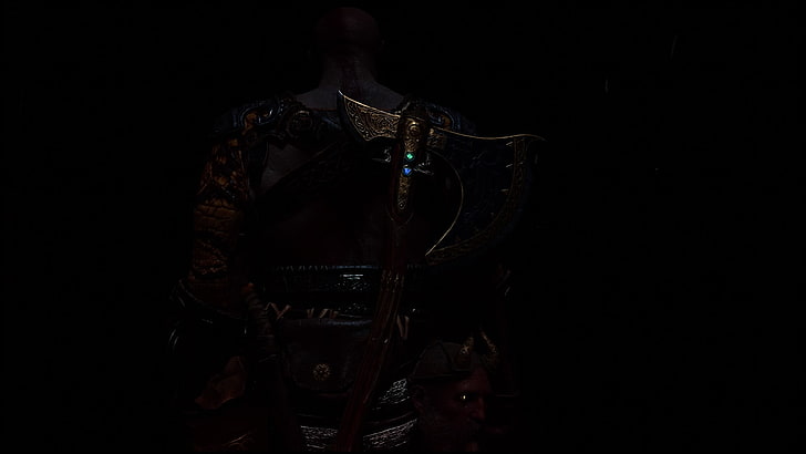 God of War, God of War (2018), Kratos, PlayStation 4, black background HD wallpaper