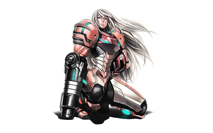 female superheroes illustration, Nintendo, Samus Aran, Metroid Prime