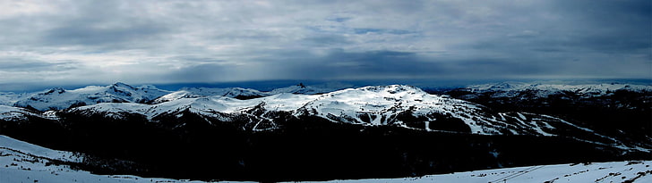 panoramic photography of mountain, multiple display, cold, desolate