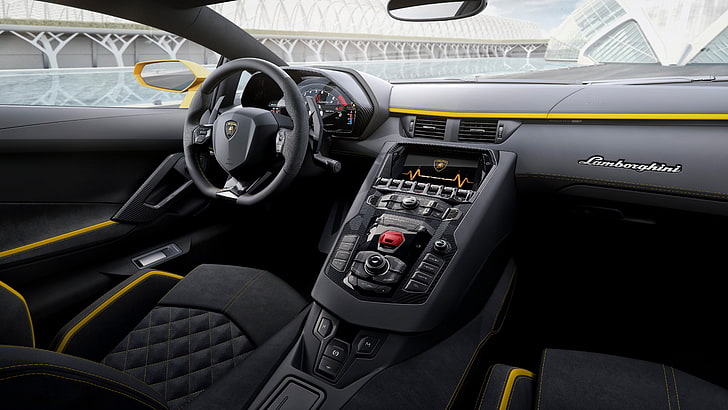 lamborghini aventador s, sports car, supercar, interior, 5k, HD wallpaper