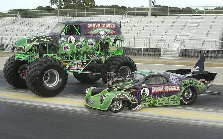 Vehicles, Monster Truck, Drag Racing, Grave Digger (Truck), HD wallpaper