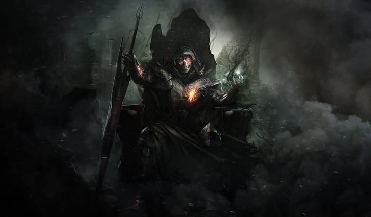 Dark, Warrior, Magic, Smoke, Sword, Throne, HD wallpaper