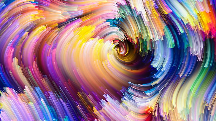 multicolored spiral painting, abstract, colorful, digital art