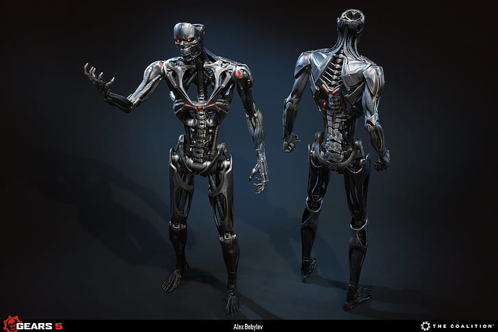 render, Terminator Dark Fate, endoskeleton, 3D, machine, futuristic, HD wallpaper