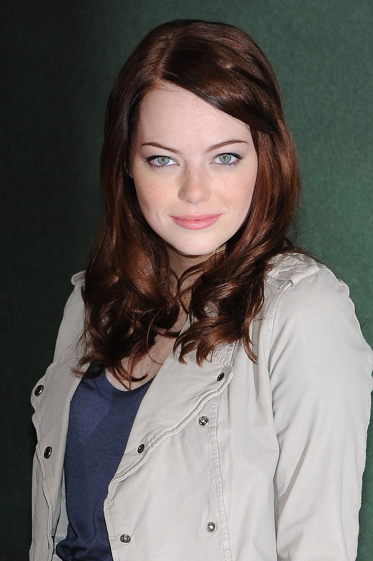 Emma Stone, women, actress, redhead, model, celebrity, looking at camera